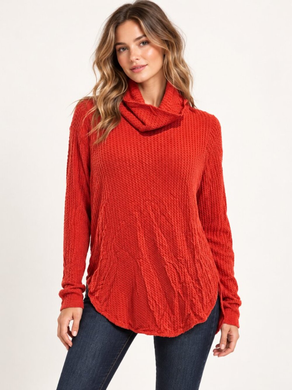 New Without Tags Free People Waffle-Knit Texture Turtleneck Small